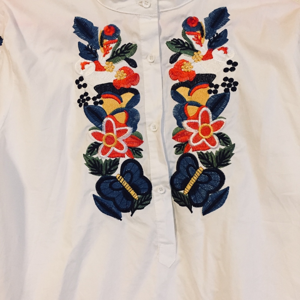 Embroidered shirt dress white